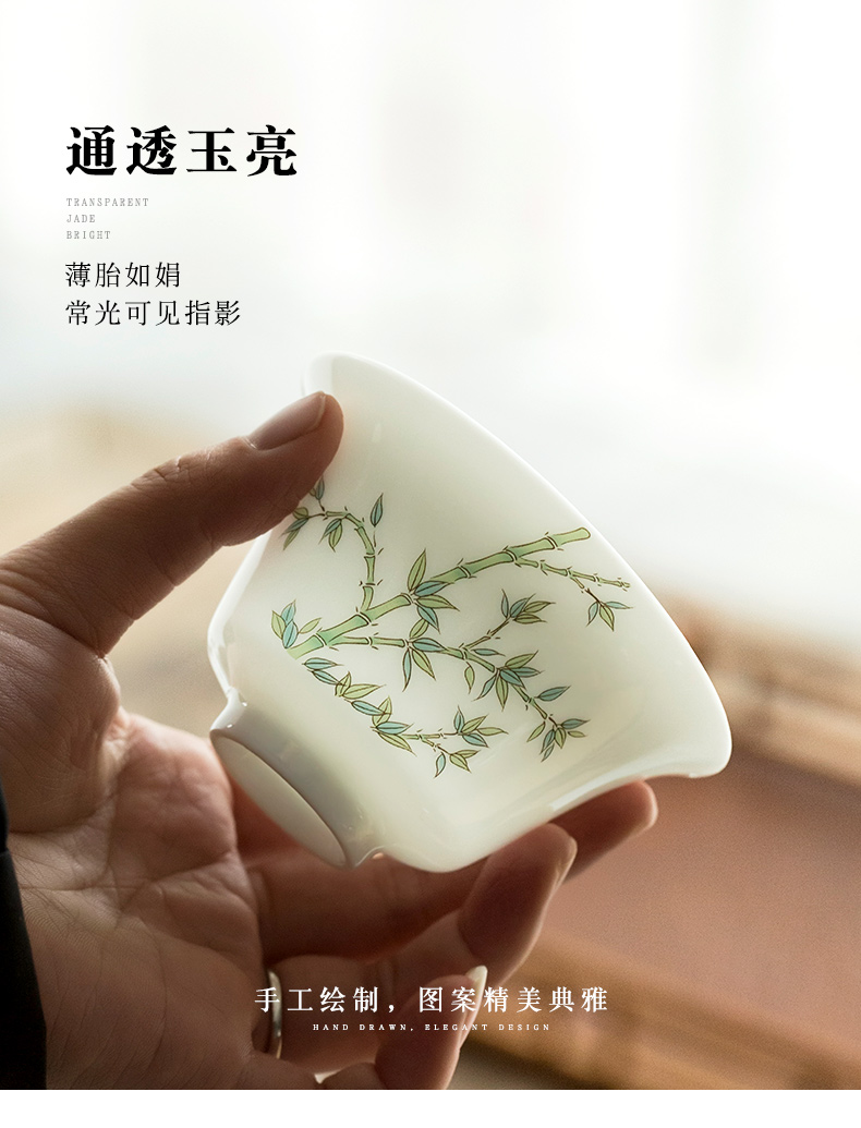 Jingdezhen only sweet white thin foetus hand - made three tureen single tea bowl to bowl kung fu tea set, ceramic cups