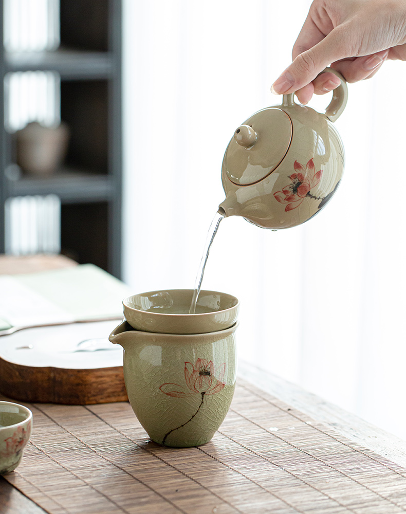 Hand lotus xi shi pot of ice to crack the up with jingdezhen ceramic kung fu tea set manually teapot single pot of household