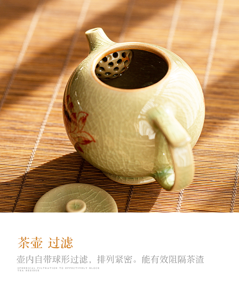 Jingdezhen hand - made ice to crack the up lotus teapot ceramic teapot teacup of a complete set of kung fu tea set office