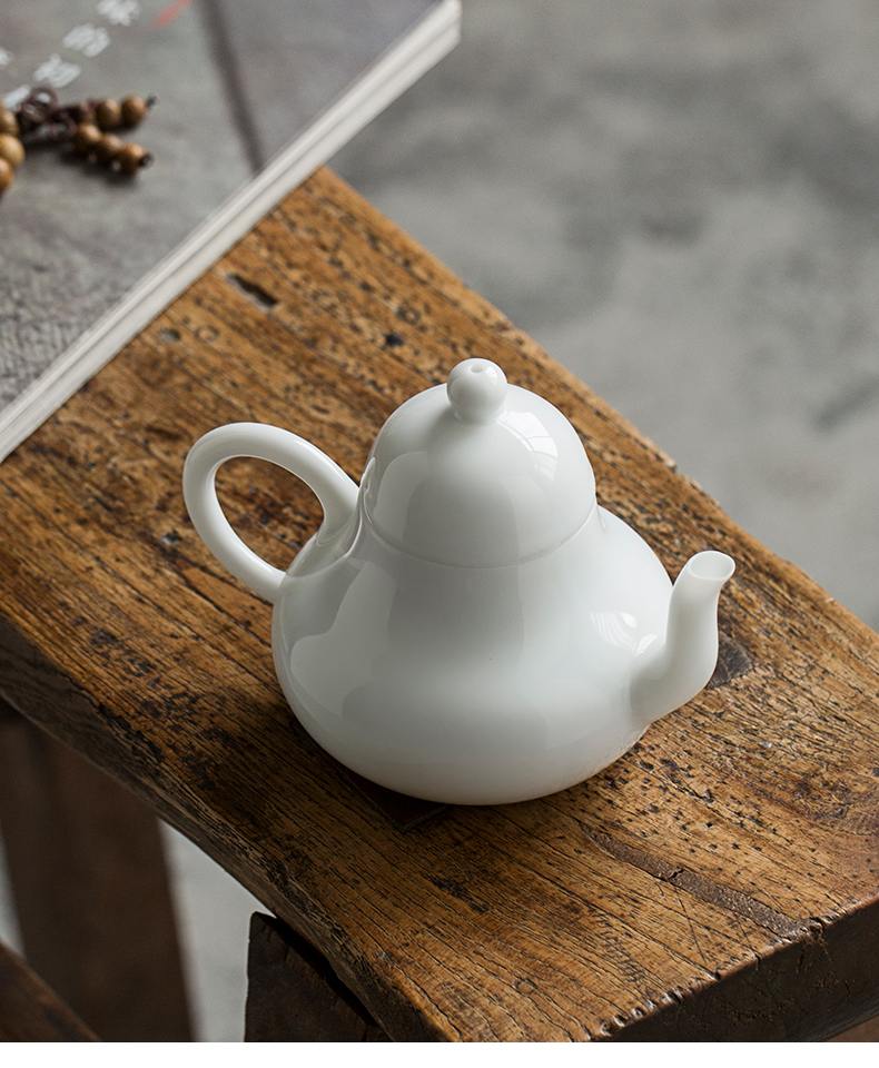 Jingdezhen, pavilion pot of sweet white glaze single pot hand thin foetus ceramic teapot white porcelain household kung fu tea set