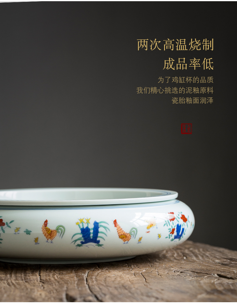 Jingdezhen bucket color chicken cylinder 2 cup tea sets, small ceramic household dry tea tray storage simple restoring ancient ways