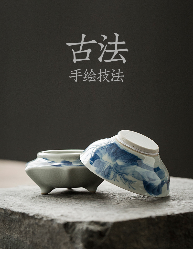 Jingdezhen hand - made) ceramic filter filter kung fu tea set of blue and white porcelain tea tea with parts across indicates the tea