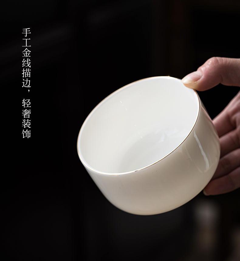 Dehua suet jade porcelain built water bowls zen tea pot type water meng tea wash water XiCha wash large wash to ceramic cup