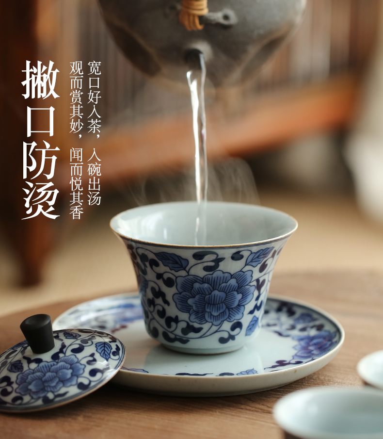 Jingdezhen hand - made porcelain tea set suit household small sets of kung fu tea cup tureen tea pot dry terms plate