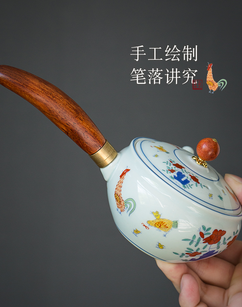 Jingdezhen hand - made Japanese kung fu tea set archaize chenghua the chicken cylinder cup side color maker filter ceramic cups