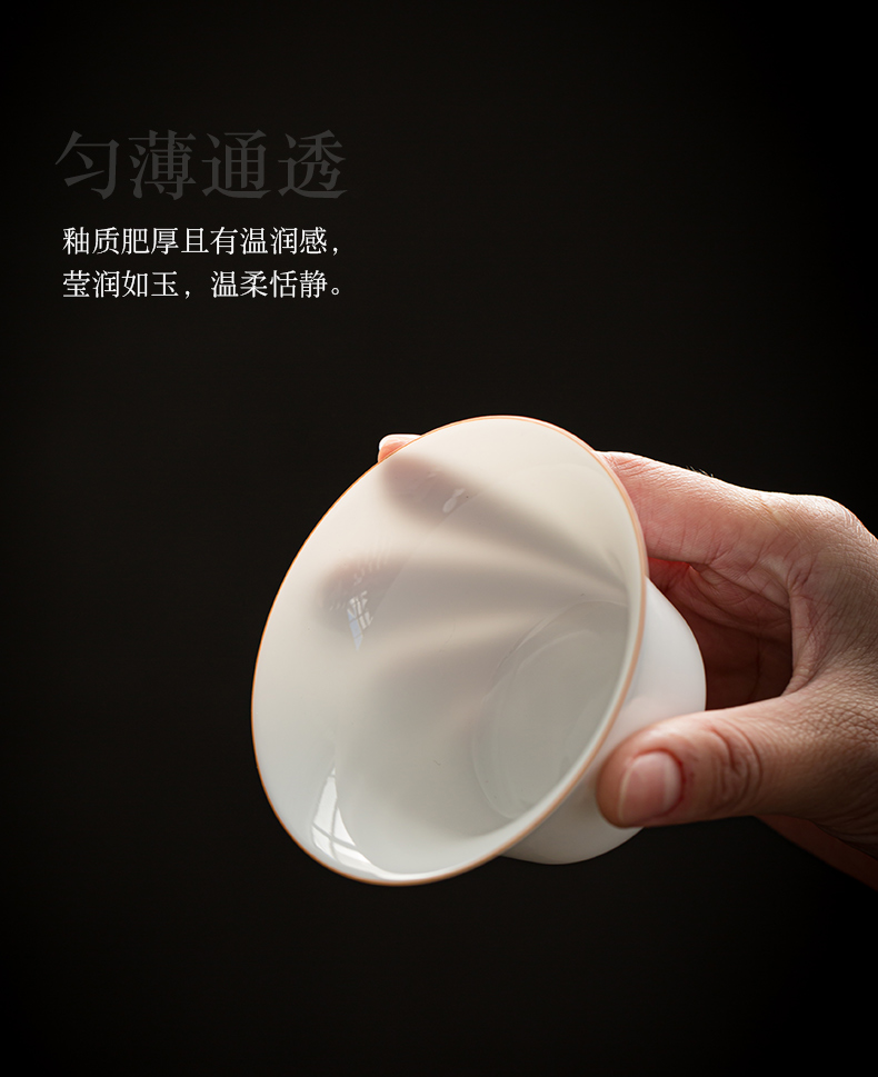 Dehua suet jade porcelain only three tureen thin foetus large and medium size bowl manual white porcelain is not a single kung fu tea set