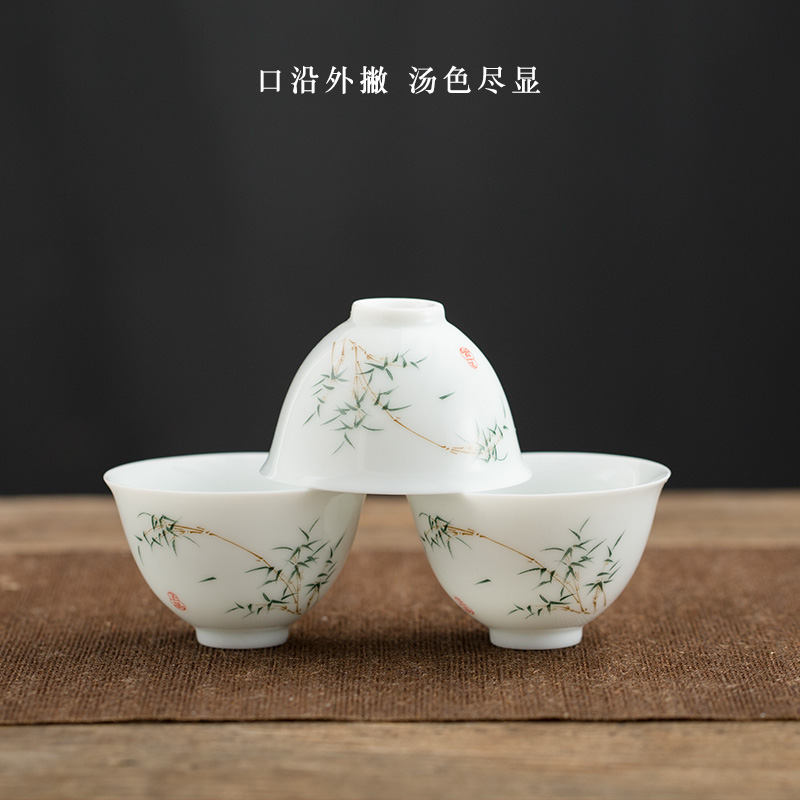 Earth story jingdezhen bamboo kung fu tea set suits for under the pure hand - made glaze color ceramic tureen of a complete set of tea cups