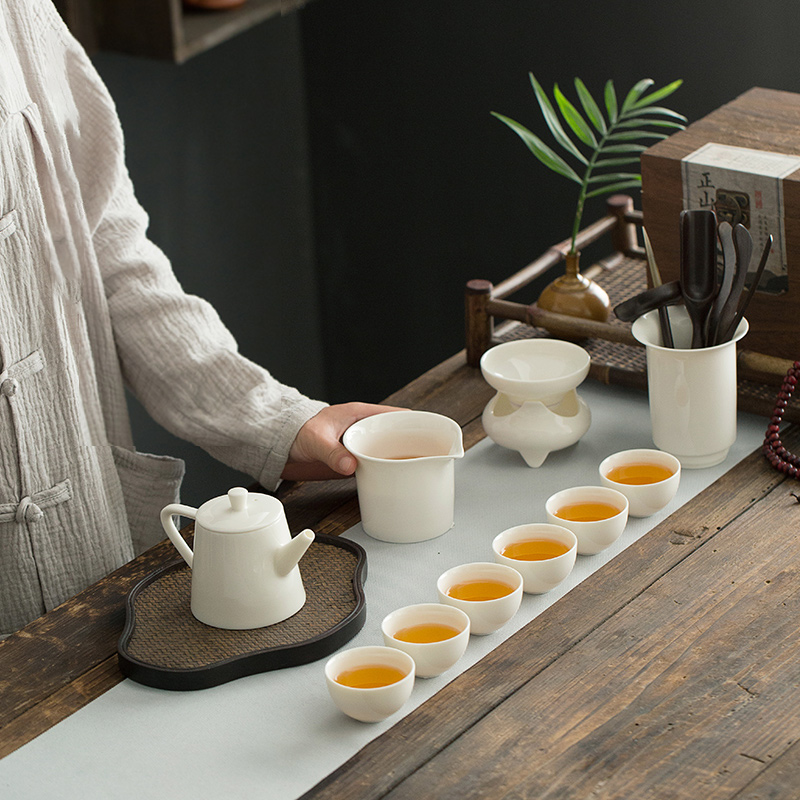 Earth story dehua lard white teapot tea kungfu tea set single boring pot pot of fine white porcelain teapot