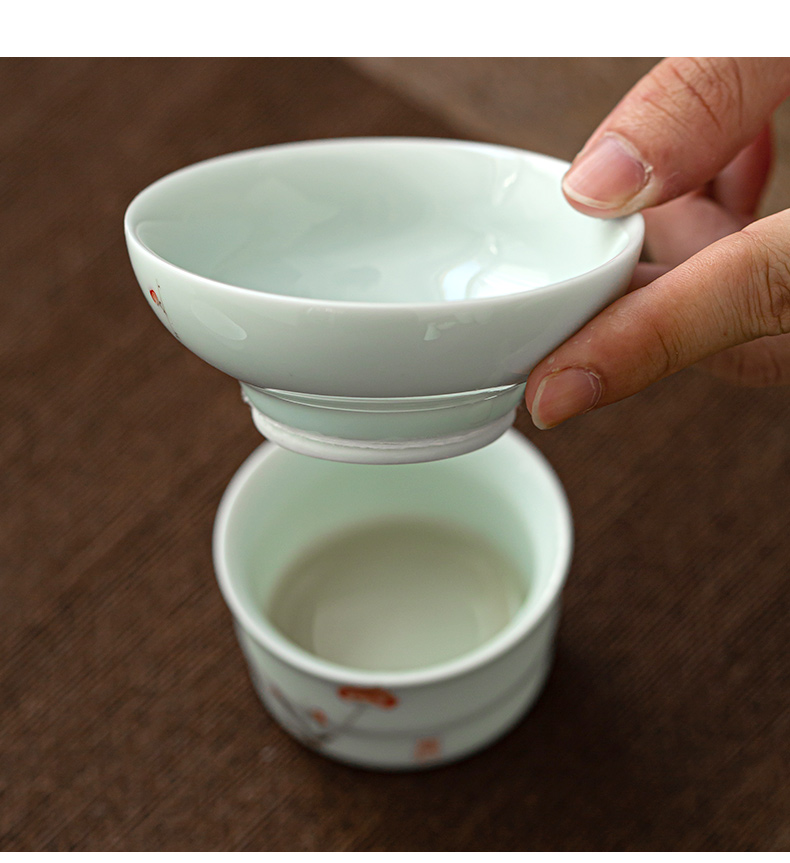 Tea bucket name plum hand - made ceramic Tea shadow green) kung fu Tea accessories Tea strainer filter Tea filters