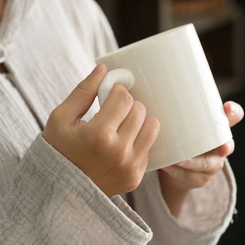 Earth story kung fu tea tea white porcelain office dehua manual single individual cup tea cup with lid