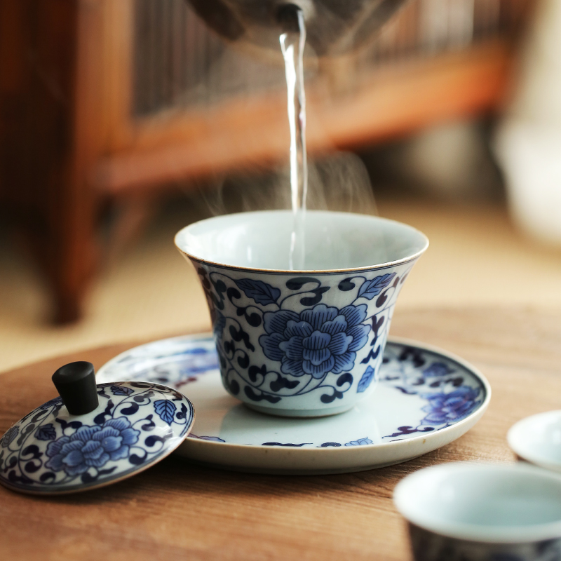 Jingdezhen blue and white teapot hand - made pot bearing pot bearing ceramic contracted dry mercifully kung fu tea tea tray of pot dish