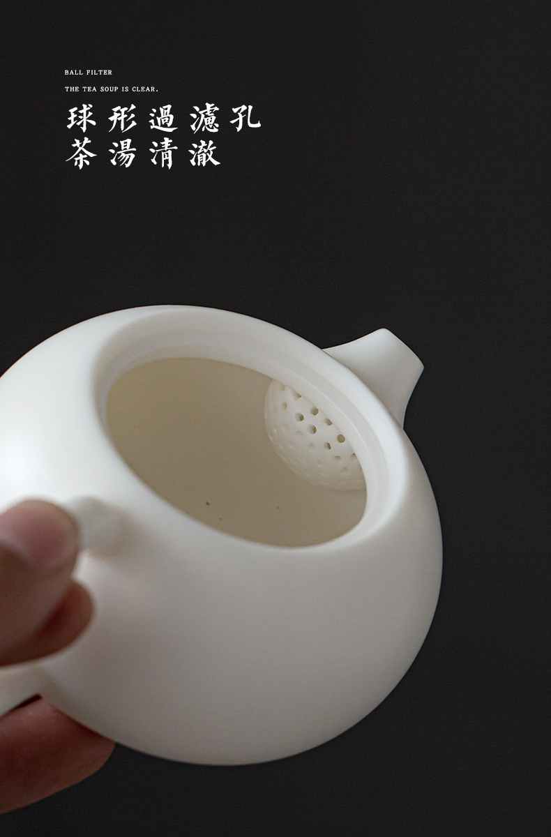 Suet jade dehua white porcelain craft xi shi pot of Suet jade ceramic biscuit firing kung fu tea set household little teapot