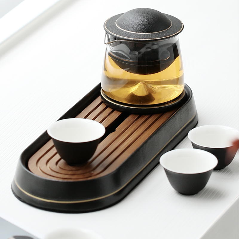 Japanese contracted creative kung fu tea tray ET water dish household embedded ceramic tea set tray was small dry terms plate