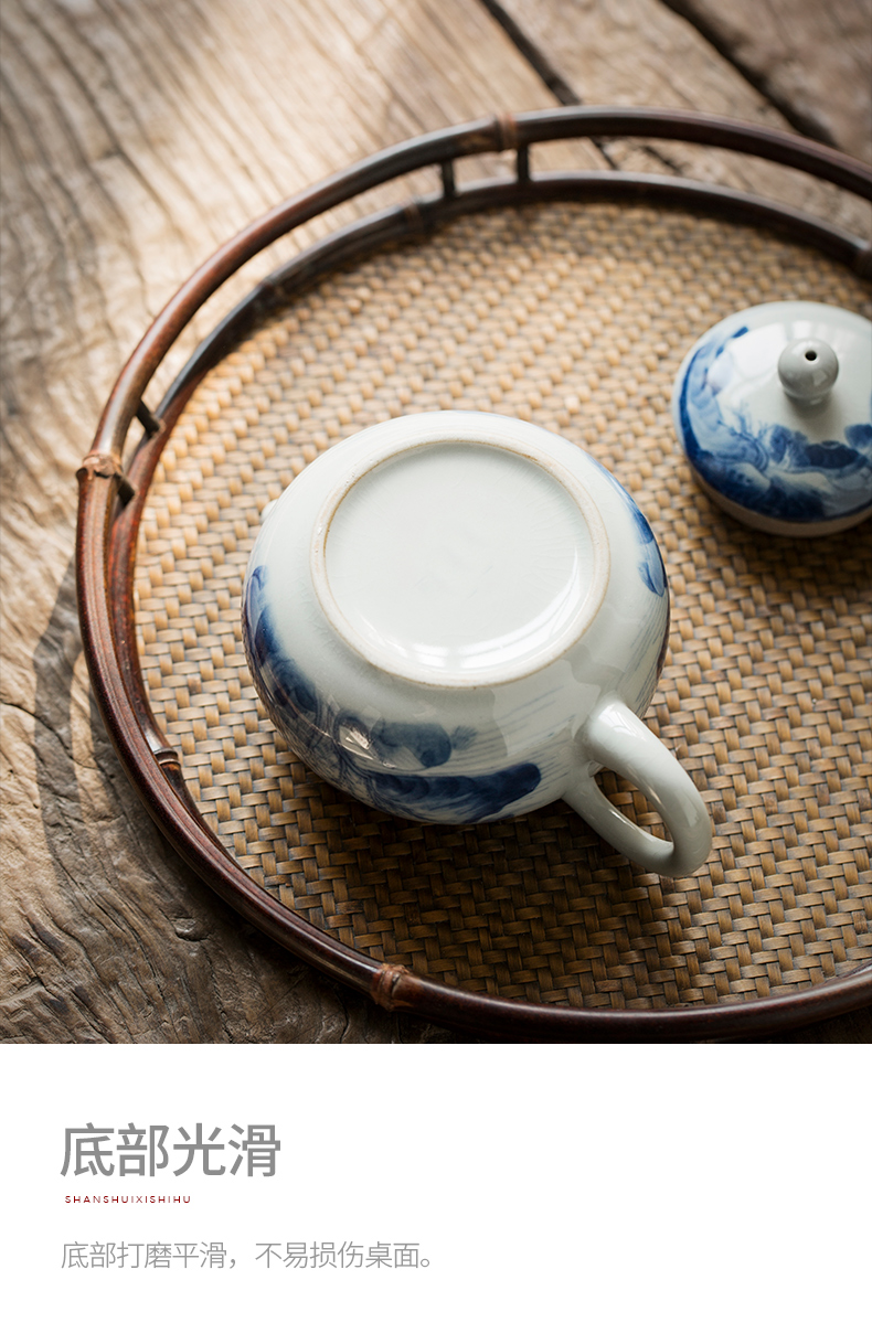 Restoring ancient ways of jingdezhen blue and white glaze color hand - made ceramic teapot xi shi pot of kung fu tea set under household teapot single pot