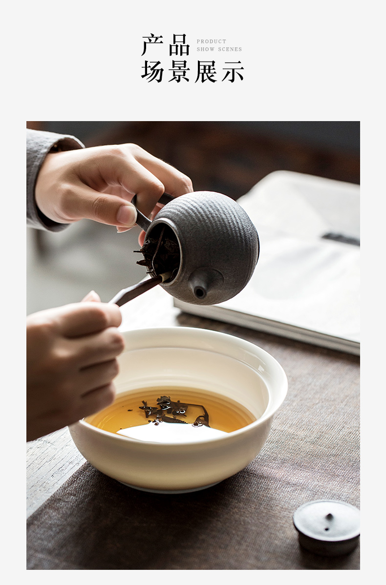 Earth story dehua lard white ceramic cup hot tea to wash large cylinder washing household writing brush washer water jar tea accessories
