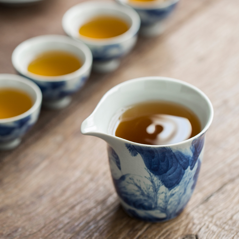 Jingdezhen hand - made porcelain kangxi landscape points of tea ware fair keller kunfu tea, kungfu tea set