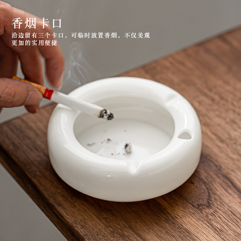 Dehua white porcelain contracted fashion jade ceramic ashtray home furnishing articles office ashtray sitting room move trend