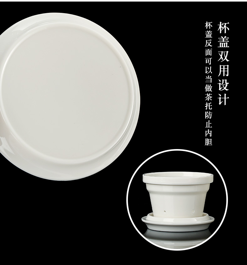 Dehua white porcelain cup by hand with cover cup of Chinese tea mugs ceramic personal working meeting of tea cups