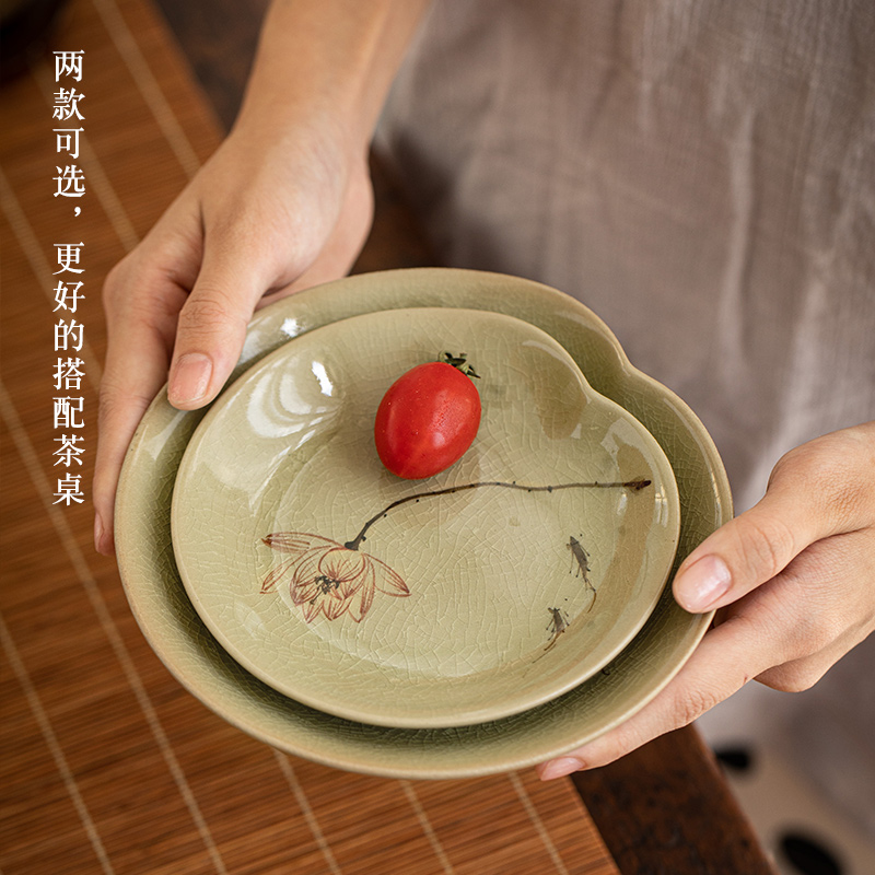 Jingdezhen hand - made lotus bearing dry ice to crack the up water pot mercifully Japanese home ceramic saucer plate heat insulation pads