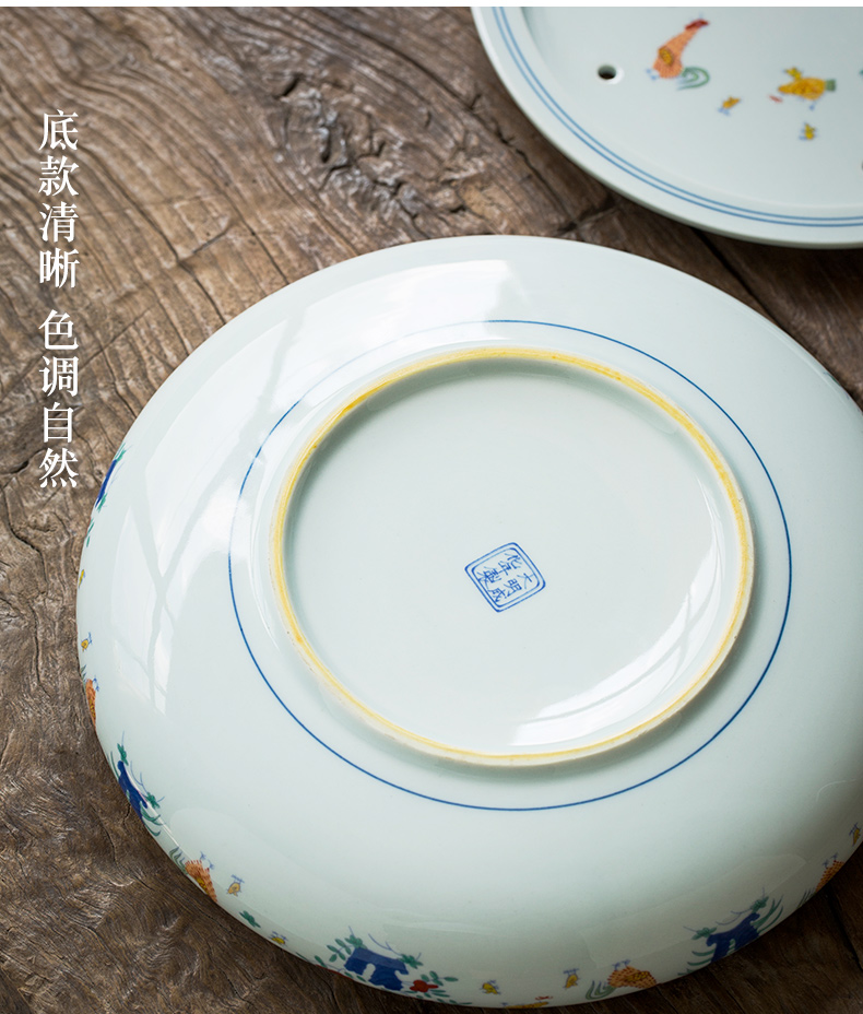 Jingdezhen tea color bucket cylinder cup dried chicken dish of household ceramic saucer dish water sea to restore ancient ways small tea tea set