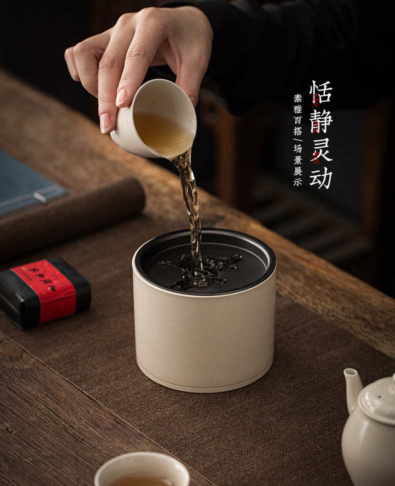 Jingdezhen Japanese archaize ceramic building tea wash water plant ash glaze in hot water jar barrels of household kung fu tea accessories