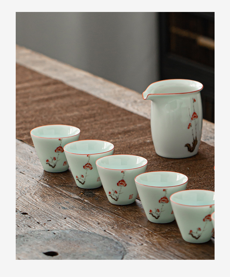 Earth story hand - made name plum celadon teacup ceramic tea set personal kung fu master cup tea cup single CPU