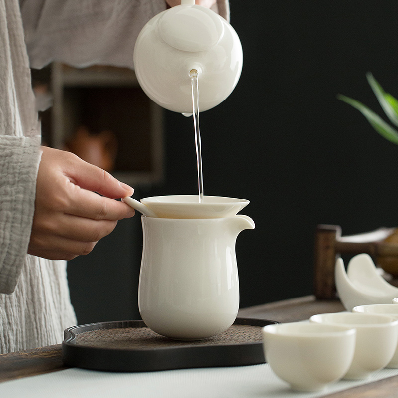 Dehua white porcelain in lard) points fair keller of tea ware large - sized ceramic tea sea kung fu tea accessories products on sale