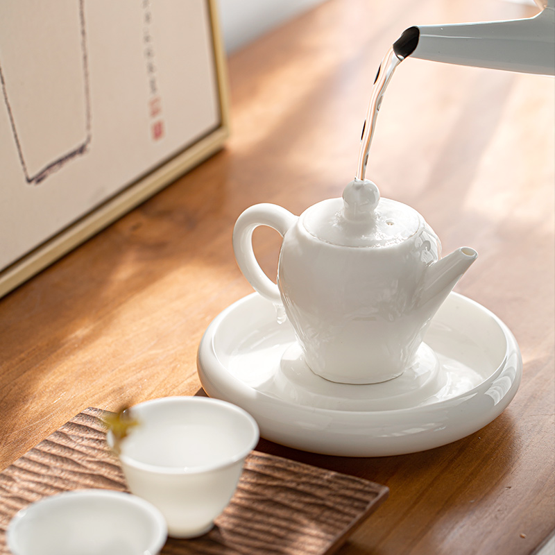 Dehua suet white jade CiHu bearing dry mercifully machine water dish saucer dry mercifully plate of kung fu tea accessories household pot