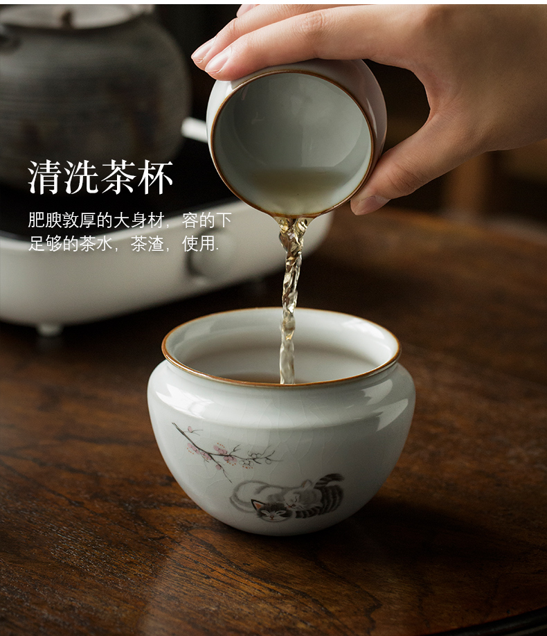 Your up creative hot large cylinder built water kung fu tea tea accessories writing brush washer ceramic tea wash water wash water jar