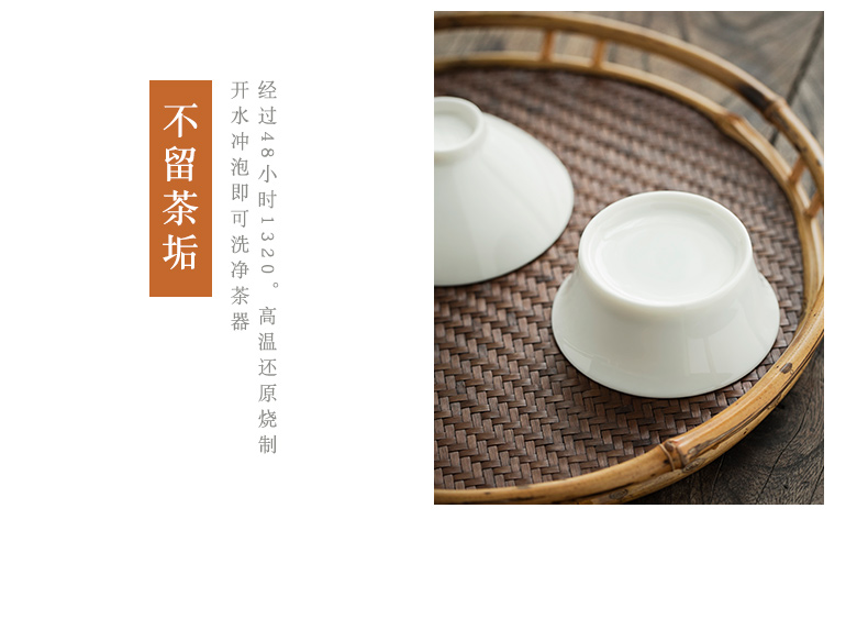 Earth story dehua lard white porcelain sample tea cup master cup large individual cup ceramic cups single cup small bowl