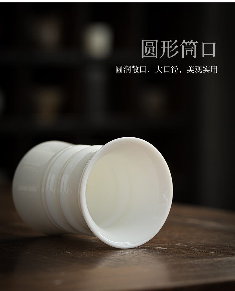 Suet jade white porcelain tea six gentleman ceramic household single brush pot ebony ChaGa kung fu tea accessories