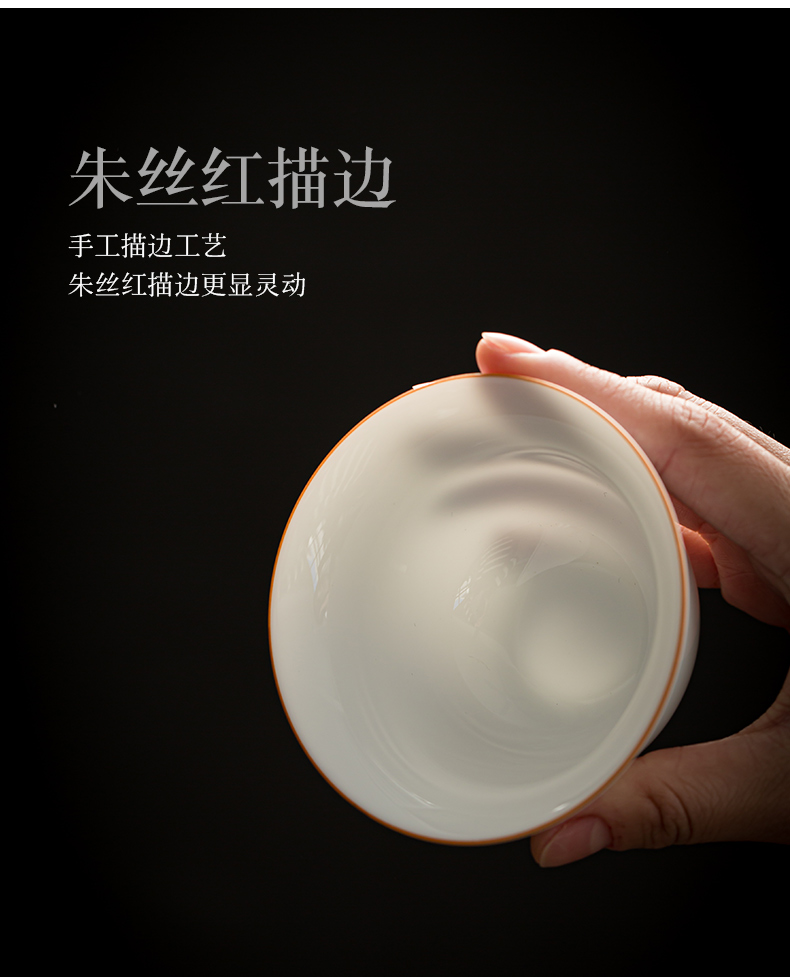 Dehua suet jade white porcelain single tureen ceramic cups manual large household kung fu tea is three to the bowl