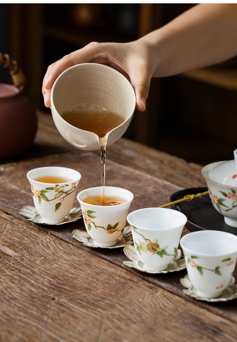 Jingdezhen hand - made pure manual under glaze color porcelain ceramic kung fu tea set personal sample tea cup cup cup single CPU