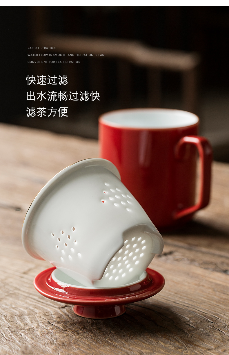 Separation ji red tea tea cups with cover filter boss custom office household ceramic tea cup water in a cup