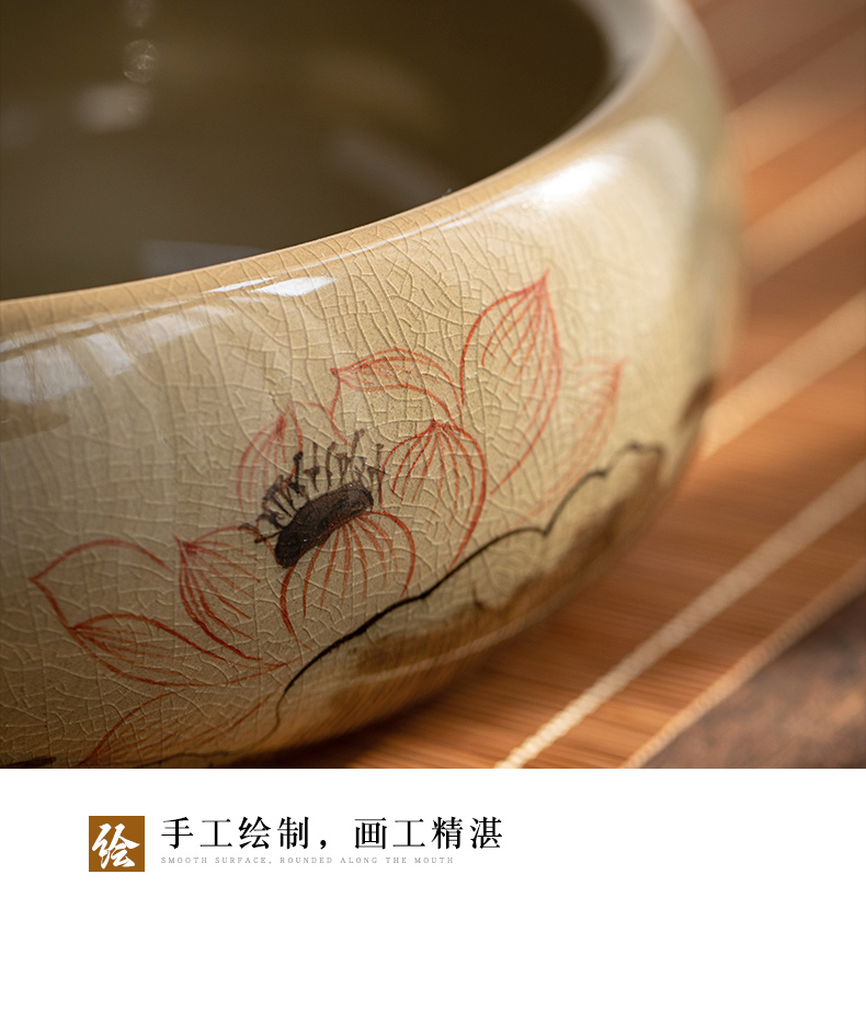 Jingdezhen large hand - made lotus ice to crack the up ceramic tea wash to open tea cup of the tea taking spare parts washing water to wash