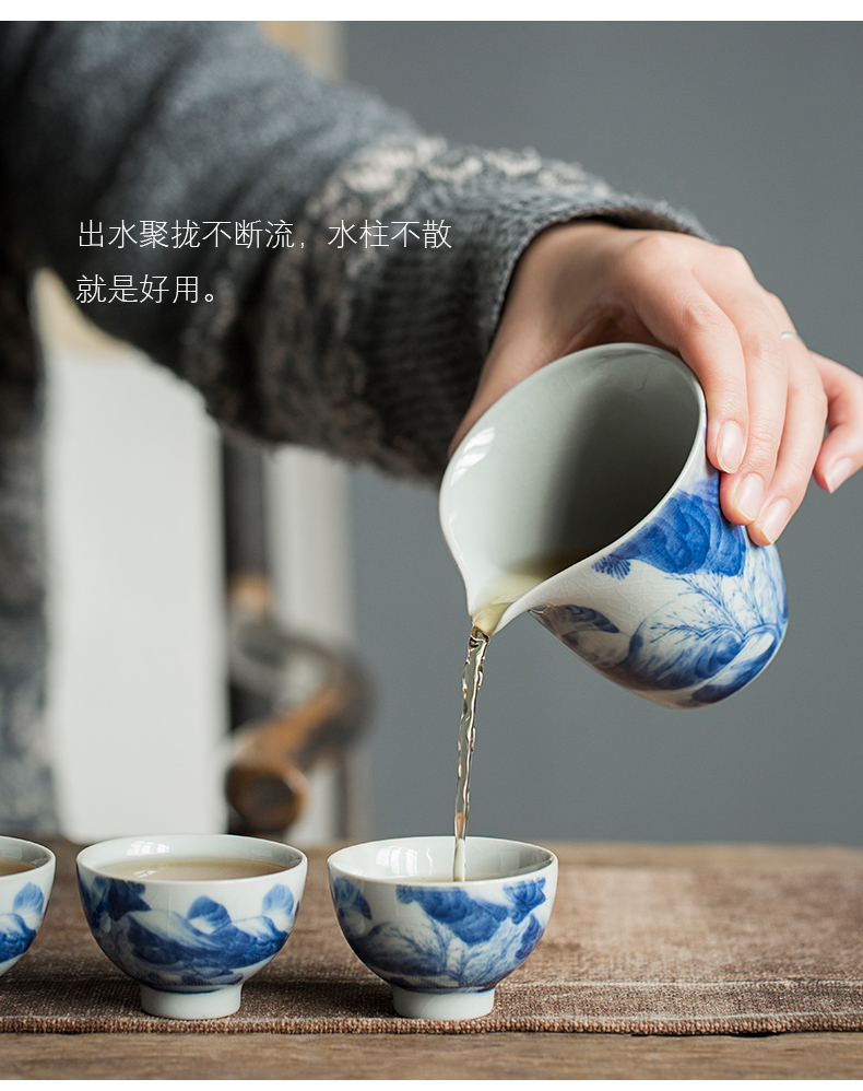 Jingdezhen hand - made porcelain kangxi landscape points of tea ware fair keller kunfu tea, kungfu tea set