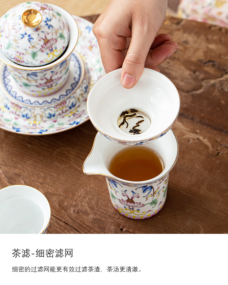 Jingdezhen porcelain enamel Japanese kung fu tea set suits for your contracted household cup of a complete set of custom gift box