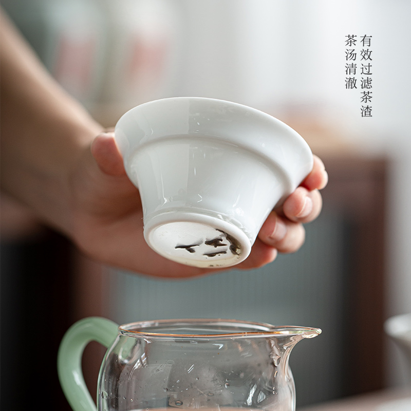 Jingdezhen hand - made violet tureen suit white porcelain teacup set three bowl of kung fu tea service item of household gift box