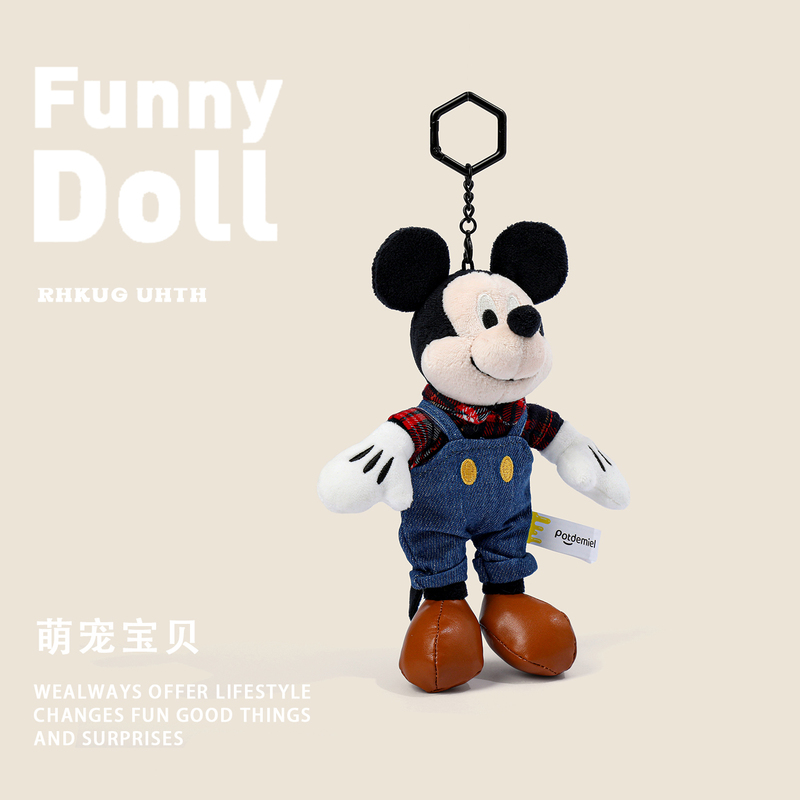Authentic Disney Cute Mickey and Minnie Plush Keychain Bag Pendant Doll Mickey Mouse Toy Keychain Decoration Authentic Disney Cute Mickey and Minnie Plush Keychain Bag Pendant Doll Mickey Mouse Toy Keychain Decoration