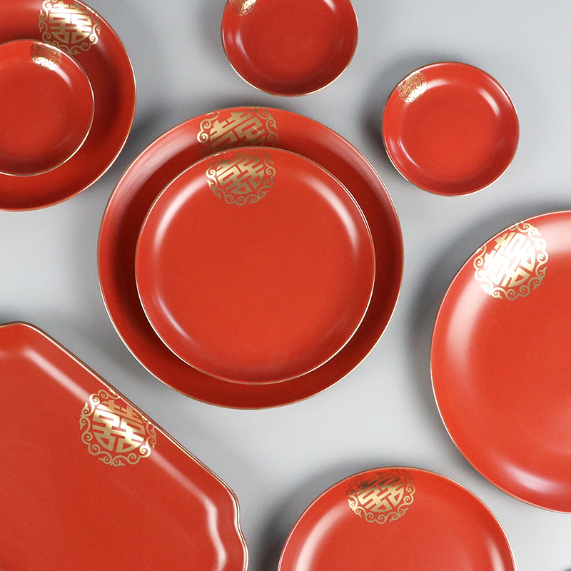 I swim household ceramics creative big red happy character plates rectangular plate of fruit cake plate ceramic tableware wedding