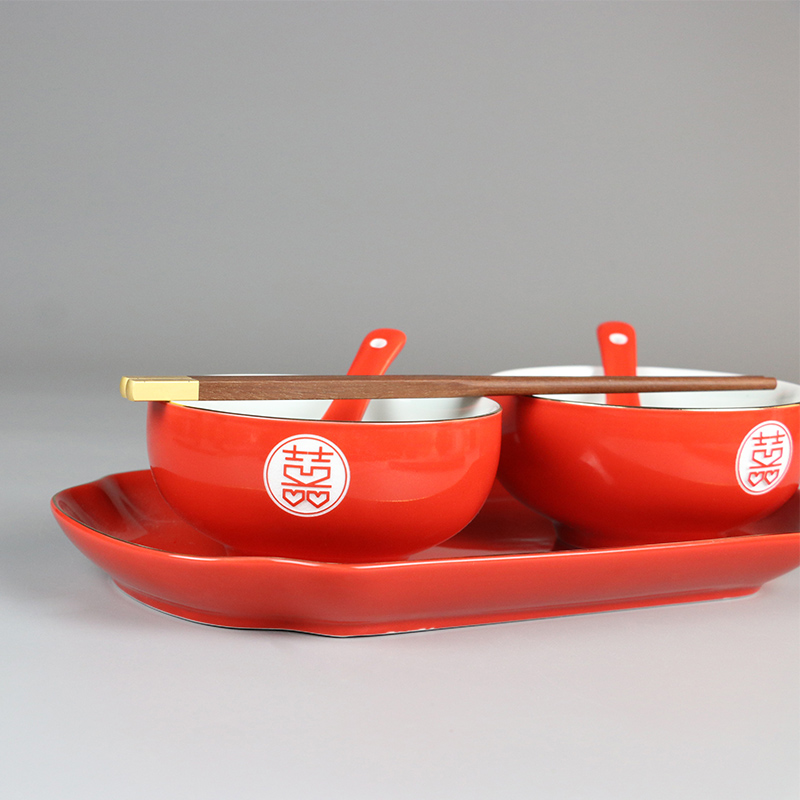 I swim I with ceramic bowl chopsticks double happiness big red bowl suit wedding with the new one the bowl chopsticks suits for