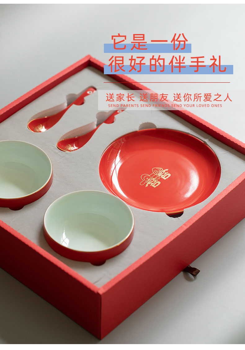 My girlfriends wedding anniversary swim question red gift festive red ceramic tableware set dishes