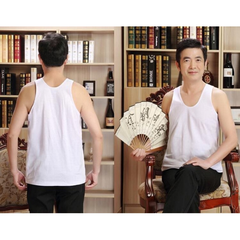 Mùa hè nhà áo mens trung niên áo Vòng cổ Liễu Châu hoa giỏ sling áo vest áo thun dệt kim.