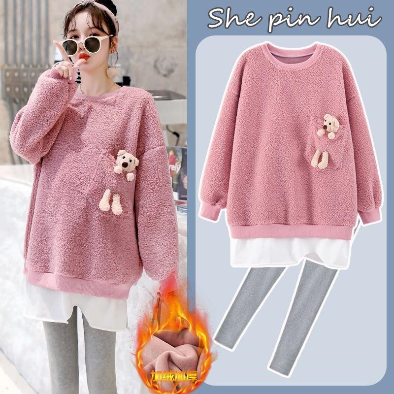 Pregnancy Woman Dress Autumn Winter Style 2021 New Suit Pregnant pregnant women's long version of pregnant women suit autumn and winter clothing 2021 new