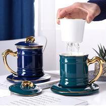 Ceramic water cup with tea leak filter with cover water cup office large tea cup boss Cup Nordic small exquisite Cup
