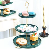 Light luxury multi-layer ceramic fruit plate afternoon tea snack plate tea table storage rack tray tray string dish candy snack plate