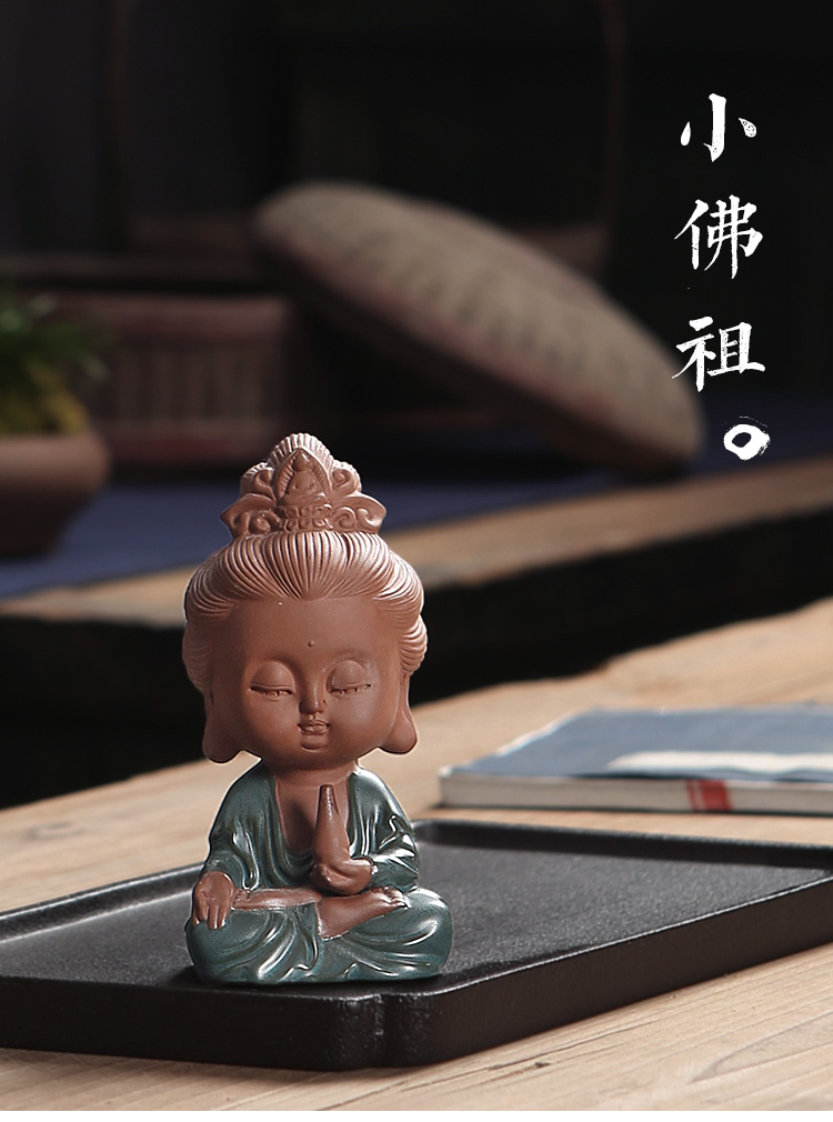 Small purple guanyin Buddha Buddha furnishing articles pet boutique tea play tea and kung fu tea accessories car ceramics