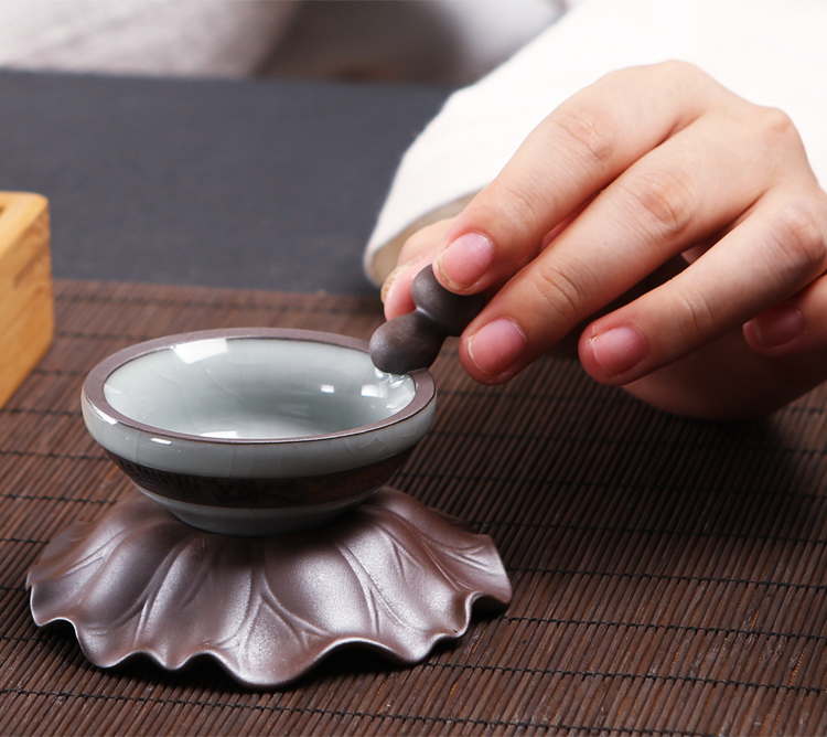 The elder brother of The ceramic up kung fu tea set gift purple ice crack glaze brother copy your up up household a complete set of The tea taking