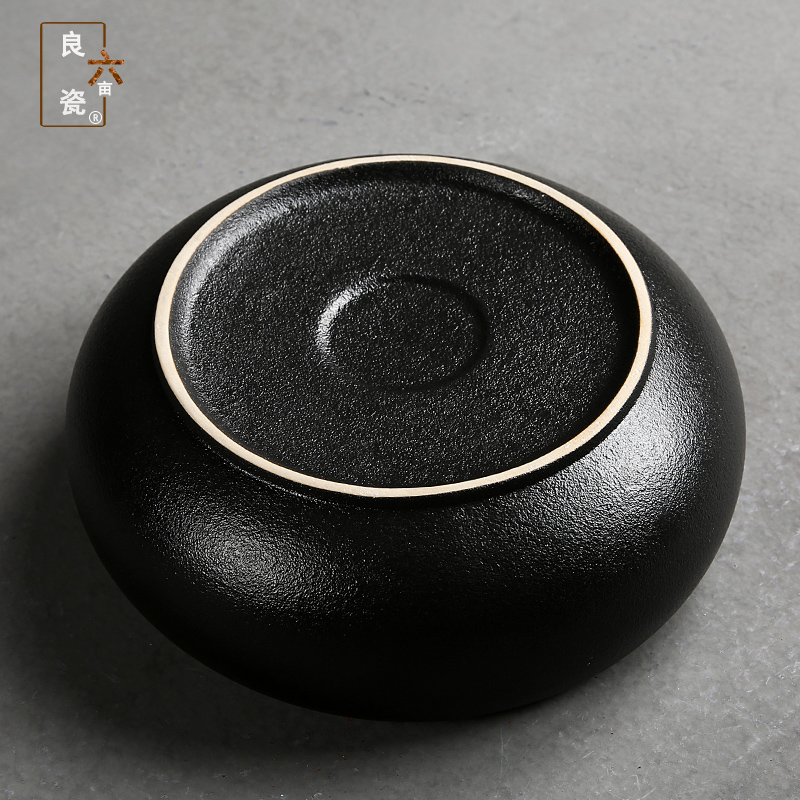 Retro tea to wash to the ceramic built large wash in hot water coarse pottery cylinder black pottery cup move kung fu tea accessories