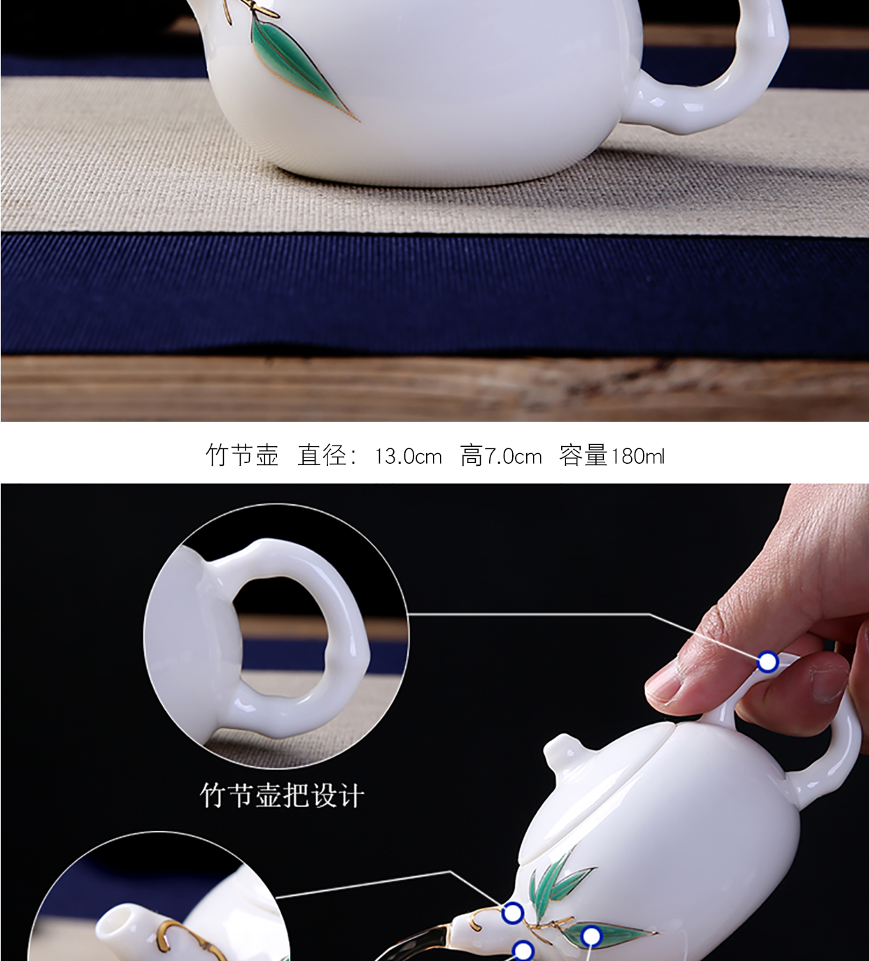 Dehua white porcelain teapot home tea ware Japanese small and pure and fresh filtering heat - resistant ceramic kung fu xi shi single pot of tea